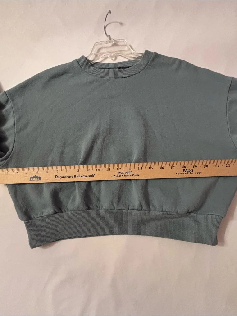 Wild Fable Target Cropped Crewneck Sweatshirt Sage Green Soft Pullover - Picture 5 of 7
